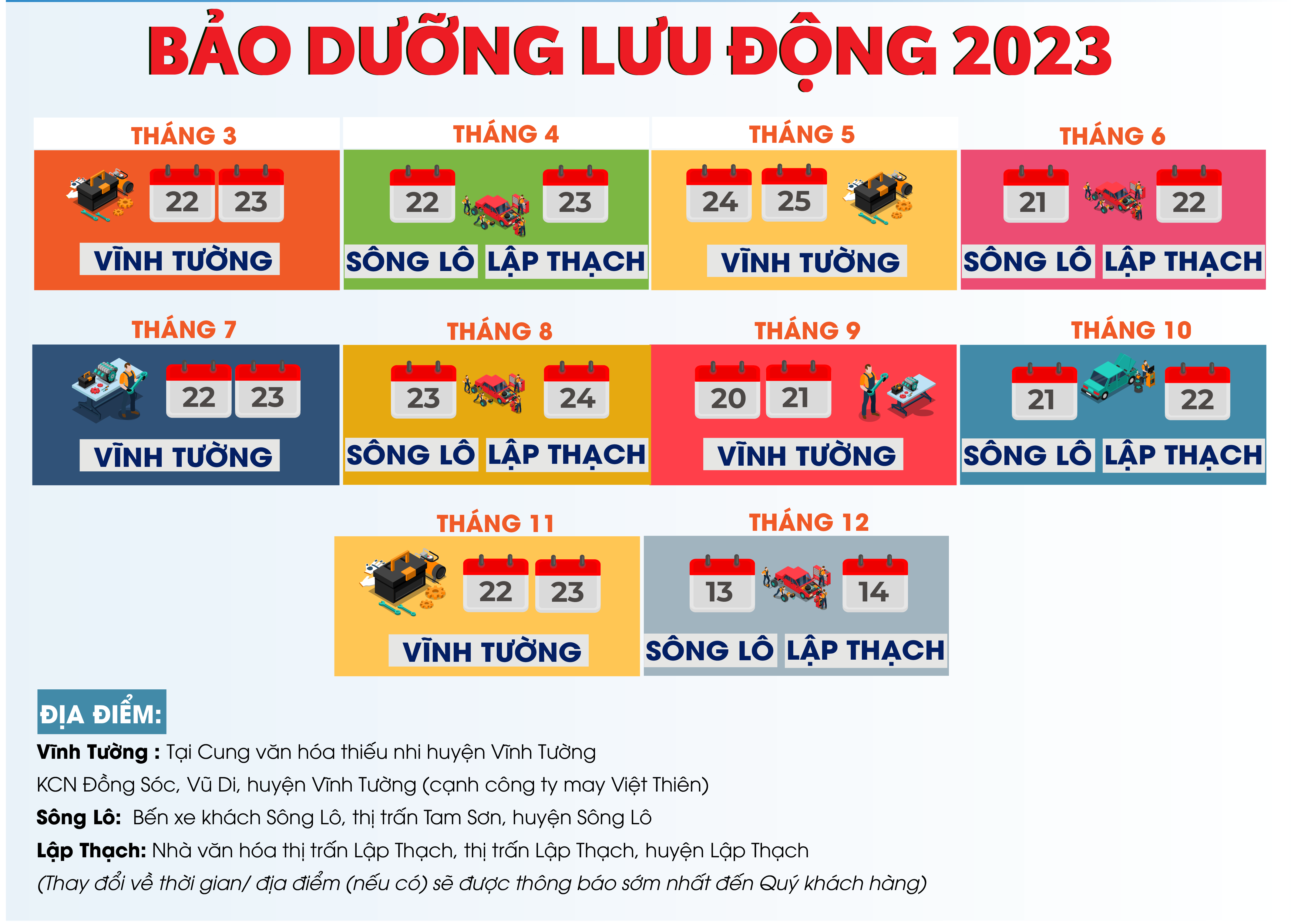 LỊCH BẢO DƯỠNG LƯU ĐỘNG 2023I